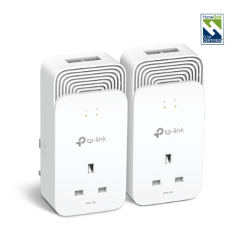 Комплект гигабитных Powerline-адаптеров TP-LINK PG2400P KIT G.HN2400 со встроенной розеткой